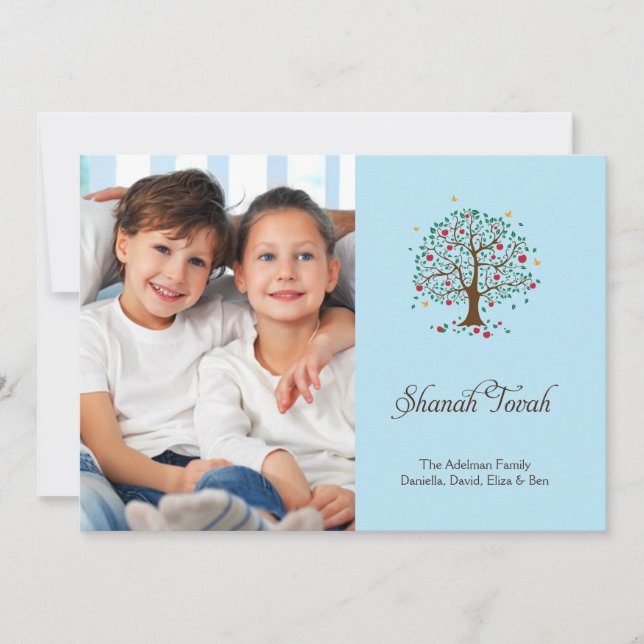 Hoppets träd Rosh Hashanah fotokort Julkort (Framsida)