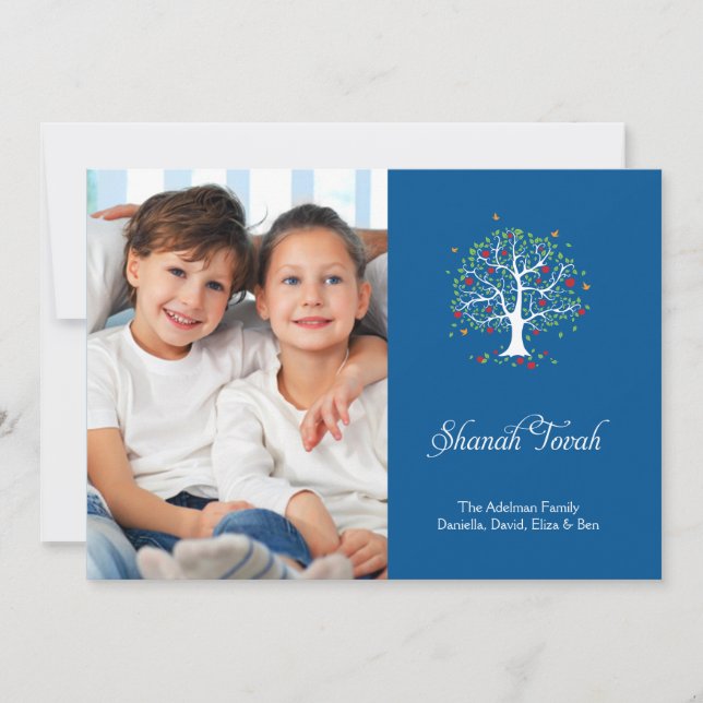 Hoppets träd Rosh Hashanah fotokort Julkort (Framsida)