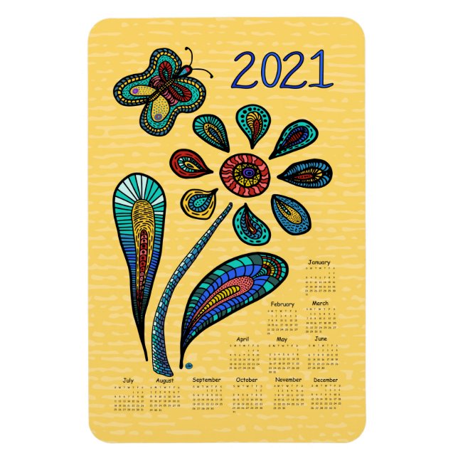 Hoppets trädgård - blomma 2021 års kalender magnet (Vertikal)