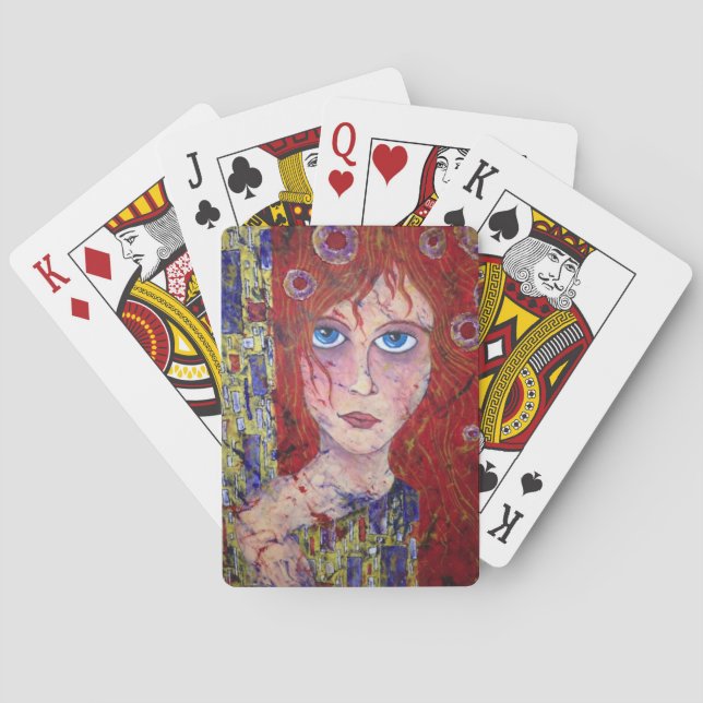 HOPPFULL JUNGFRU som leker kort Casinokort (Baksidan)