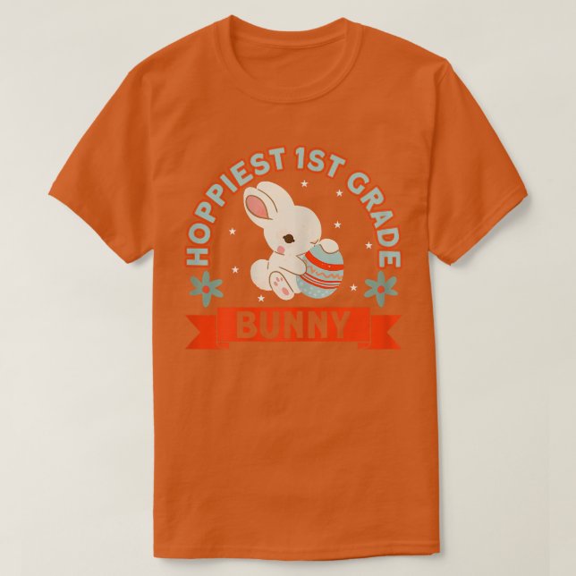 Hoppiest 1st Klass Bunny Egg Hunter Vår Påsk T Shirt (Design framsida)