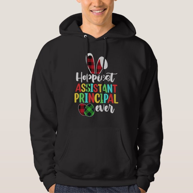 Hoppiest Assistant Principal Ever Bunny Ear Red Pl Hoodie (Framsida)
