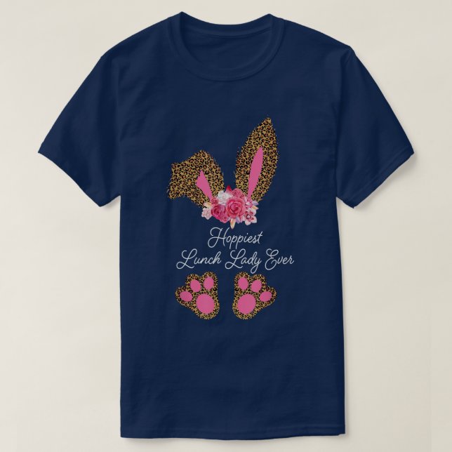 Hoppiest Lunch Dam någonsin Leopard Women Girl Pås T Shirt (Design framsida)