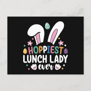 Hoppiest Lunch Dam School Påskhare Eggs Vykort