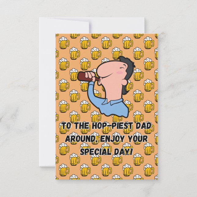 Hoppiest Pappa Fars dag-kort Funny öl Pappa Inbjudningar (Framsida)