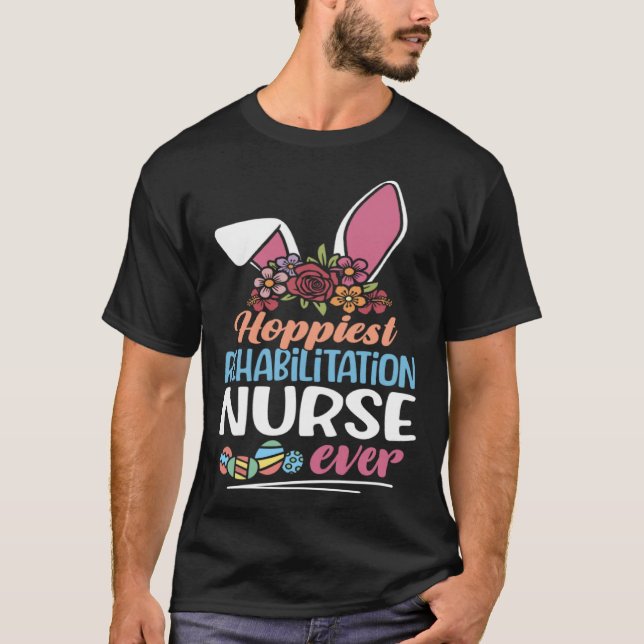 Hoppiest Rehabilitation Nurse Ever Bunny Ear Red P T Shirt (Framsida)