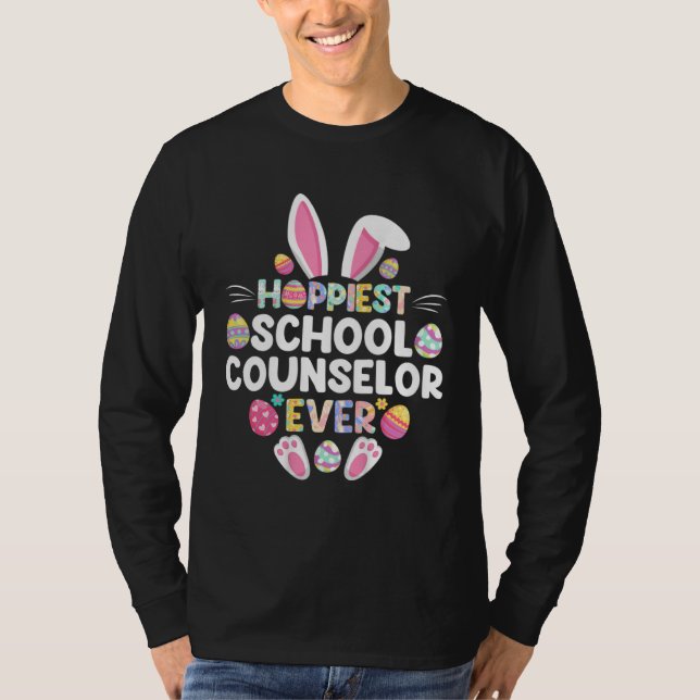 Hoppiest School Counselor Ever  Happy Easter Day T Shirt (Framsida)
