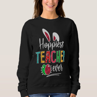 Hoppiest Teacher Ever Bunny Ears Buffalo Plaid Eas T Shirt