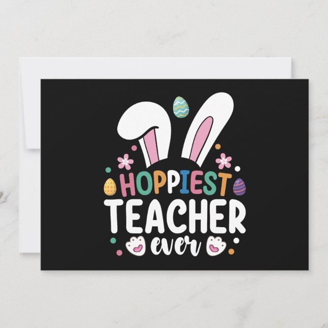 Hoppiest Teacher Påskhare Eggs Inbjudningar (Framsida)