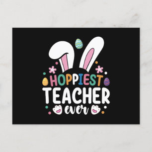 Hoppiest Teacher Påskhare Eggs Vykort
