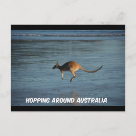 Hopping Around Australia Kangaroo Postcard Vykort