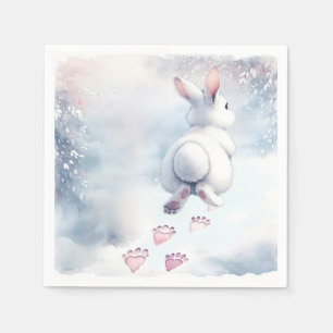 Hopping Bunny Lämnar Heart Tass avtryck Pappersservett