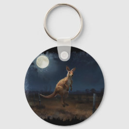 Hopping Kangaroo & Full Moon Nyckelring