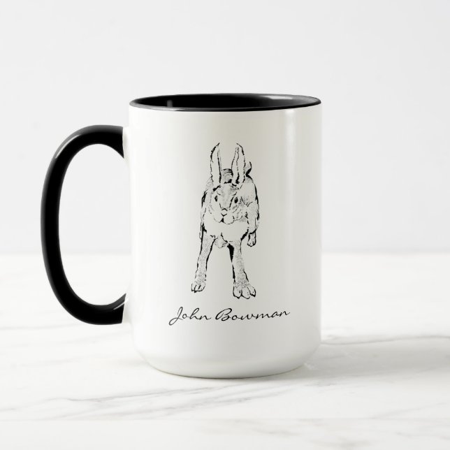 Hopping Vild Rabbit/Personlig Namn Mugg (Vänster)
