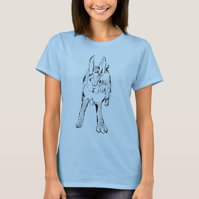 Hopping Vild Rabbit T Shirt (Framsida)