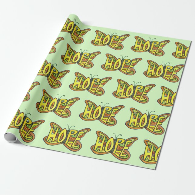 Hoppinspirationell Grönt Butterfly Wrapping Papper Presentpapper (Utrullad)