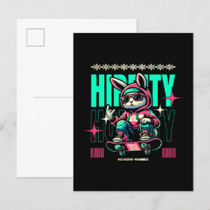 Hoppity Hip-Skutt - Skater Bunny Påsk Inbjudan Vykort