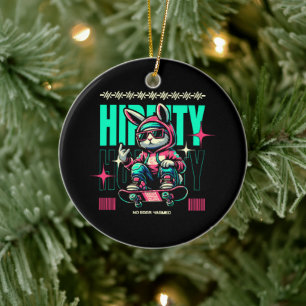 Hoppity Hip-Skutt - Skater Bunny Påsk Julgransprydnad Keramik