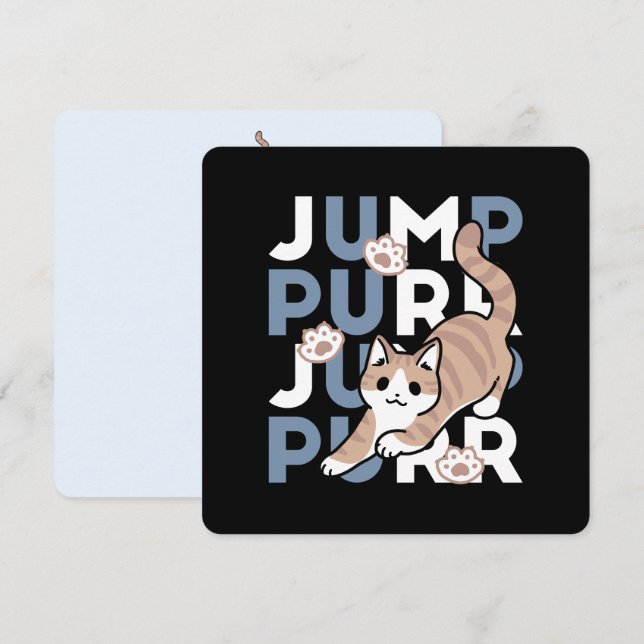 Hoppköp: Spelande kattdesign med Roligt Art Julkort (Fram/baksida)