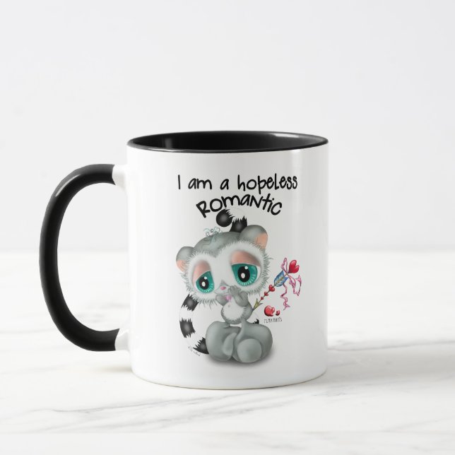 Hopplös romantisk bedårande Lemur - handritad Mugg (Vänster)