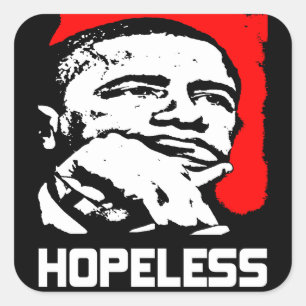 Hopplöst: Barack Obama! Fyrkantigt Klistermärke