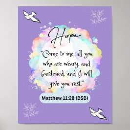 Hoppmeddelande - Matthew 11-28 - Poster 8 x 10