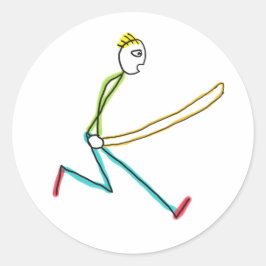 Hopprep hoppande Stickman Runt Klistermärke