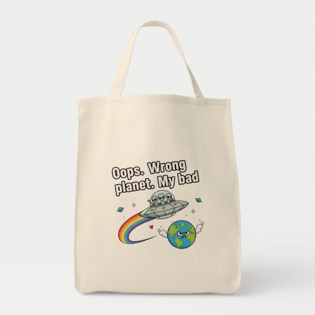 Hoppsan. Fel planet. Min dåliga Tygkasse (Framsidan)