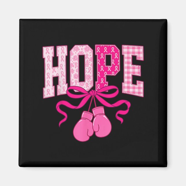 Hoppsan Rosa Ribbon Boxing Handskar Rosa Bröstcanc Magnet (Framsidan)