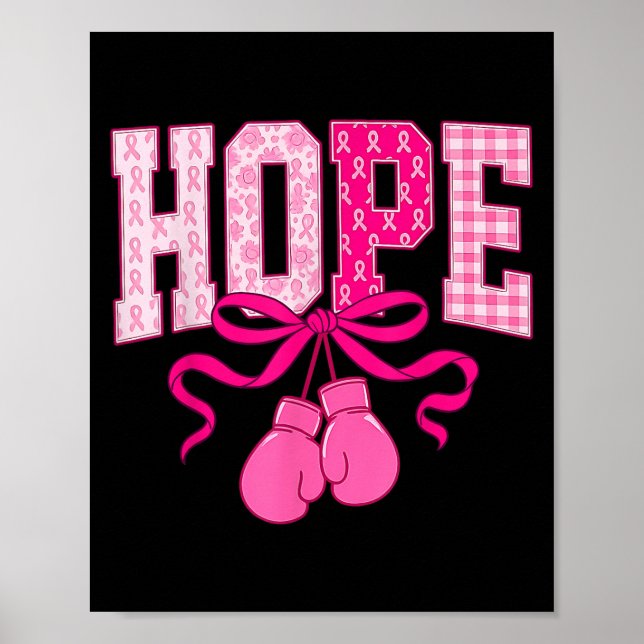 Hoppsan Rosa Ribbon Boxing Handskar Rosa Bröstcanc Poster (Framsidan)