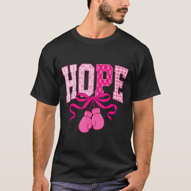 Hoppsan Rosa Ribbon Boxing Handskar Rosa Bröstcanc T Shirt (Framsida)