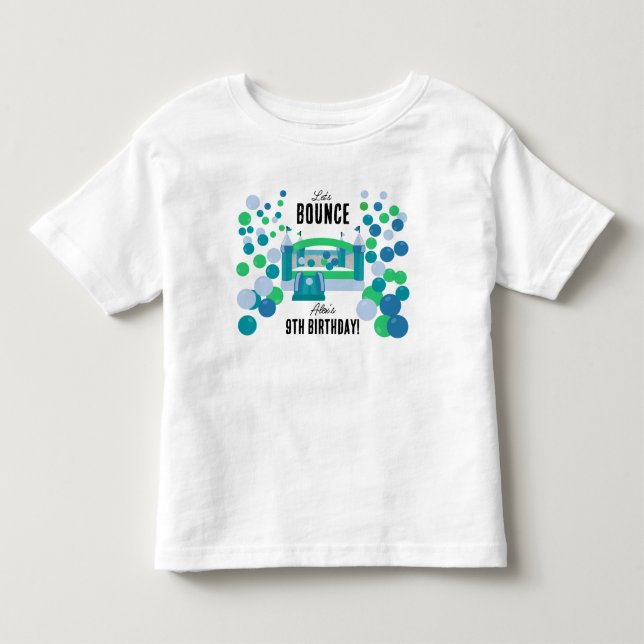 Hoppslott Bouncy Pojkar Födelsedagsfest T Shirt (Framsida)