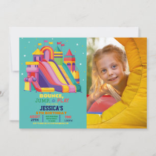 Hoppslott Födelsedagsfest Hoppa Studsa Foto Inbjudningar
