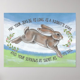 Hoppuppmuntrande av uppslag för vattenfärgskanin poster