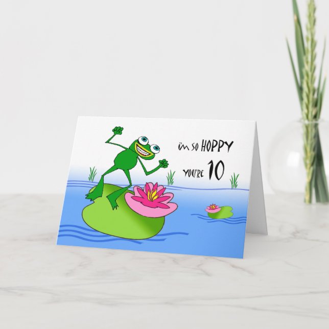 Hoppy 10:e födelsedagen, Fårbar Frog i Pond Kort (Framsida)