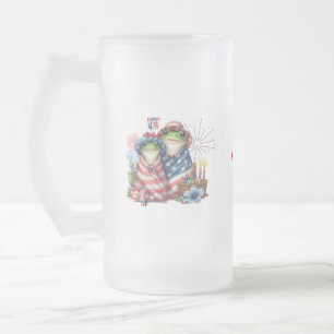 "Hoppy" 4:e juli Independence day Frogs Design Frostat Ölglas