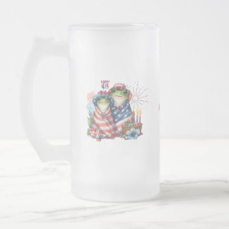 "Hoppy" 4:e juli Independence day Frogs Design Frostat Ölglas
