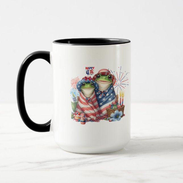 "Hoppy" 4:e juli Independence day Frogs Design Mugg (Vänster)