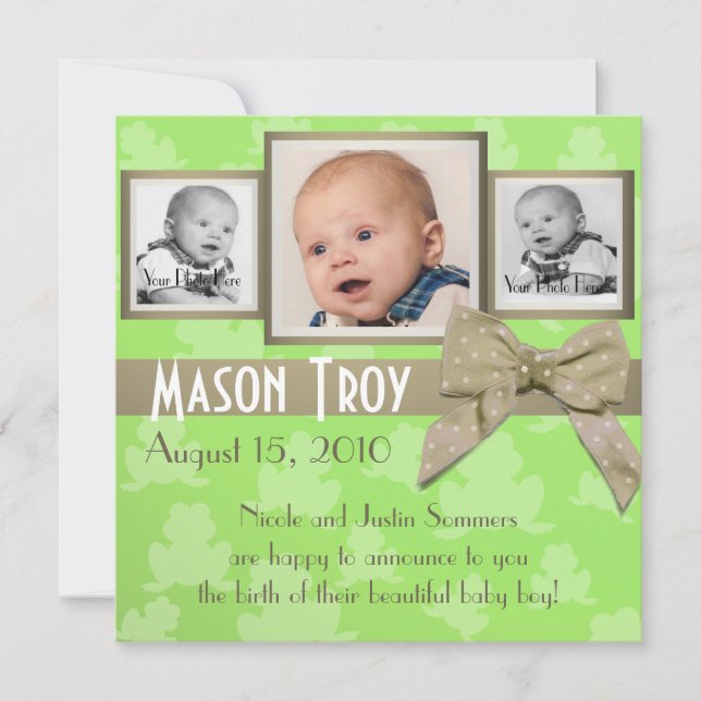 Hoppy Baby Photo Announcement Meddelande (Framsida)