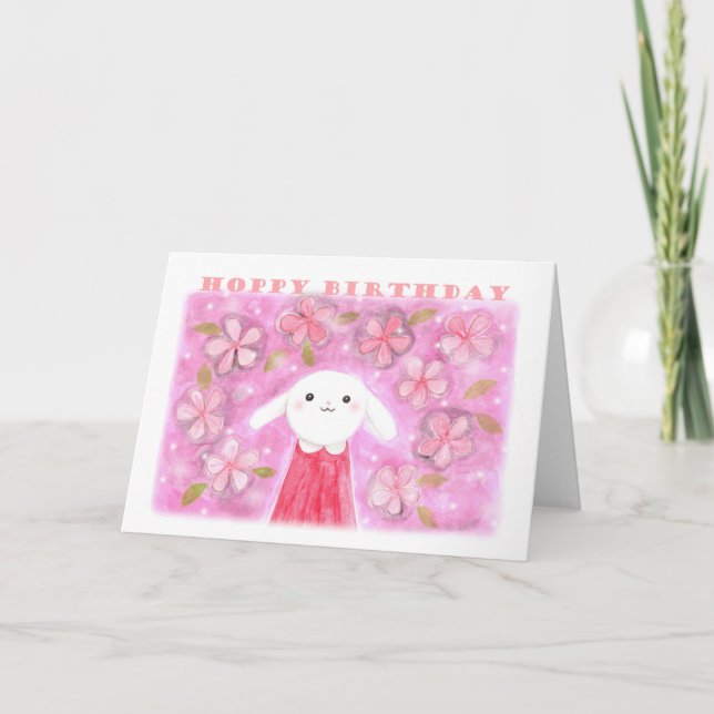 Hoppy Birthday Cute Bunny Rabbit söt söt Kort (Framsida)