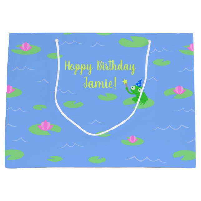 Hoppy Birthday Cute Frog Funny Text Gift Bag (Framsidan)