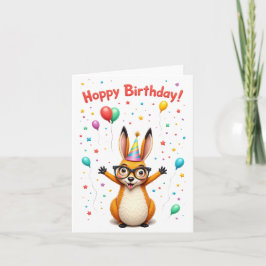 "Hoppy Birthday!" Cute Kangaroo Birthday Card med Kort