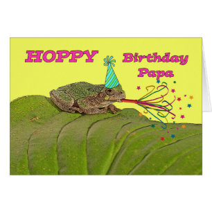 Hoppy Birthday för Pappa, Party Frog med Hat Hälsningskort