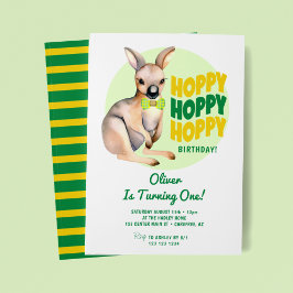 Hoppy Birthday Kangaroo 1:a födelsedagen Inbjudningar