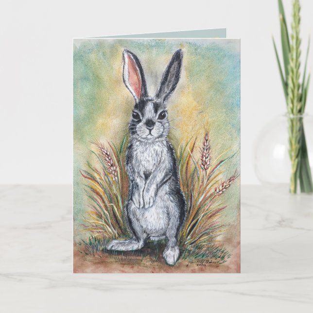 Hoppy Birthday Rabbit Painting Art Cute Animal Kort (Framsida)