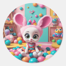 "Hoppy Bunny - Cute Rabbit Sticker" Runt Klistermärke