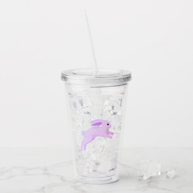 Hoppy Bunny Lila Acrylic Tumbler - Påsk Gift Take Away Mugg (Framsida Ice)