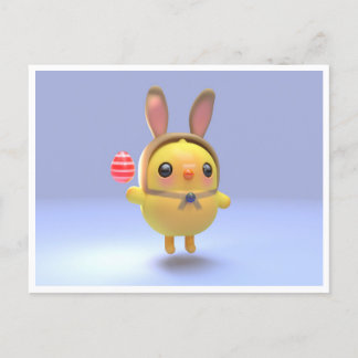 Hoppy Chickling- Easter chicklet with bunny hat Helg Vykort