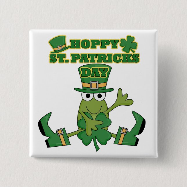 Hoppy dagTshirts och gåvor för St. Patricks Knapp (Framsida)
