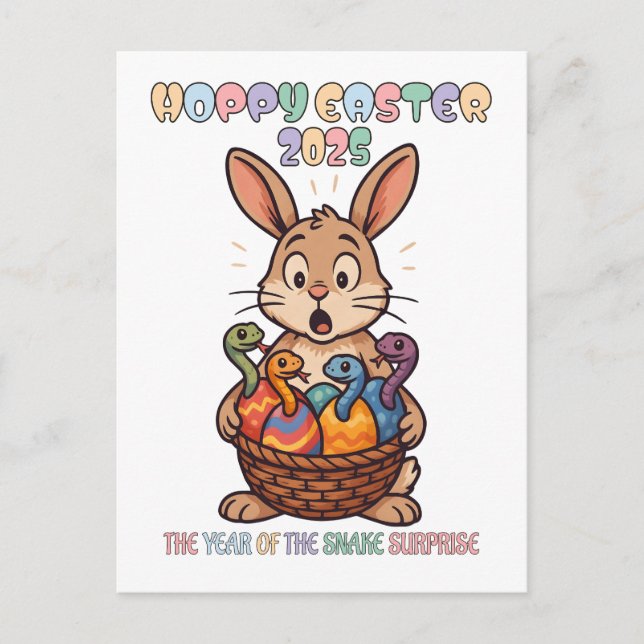 Hoppy Easter 2025: The Year of the Snake Surprise! Vykort (Framsida)